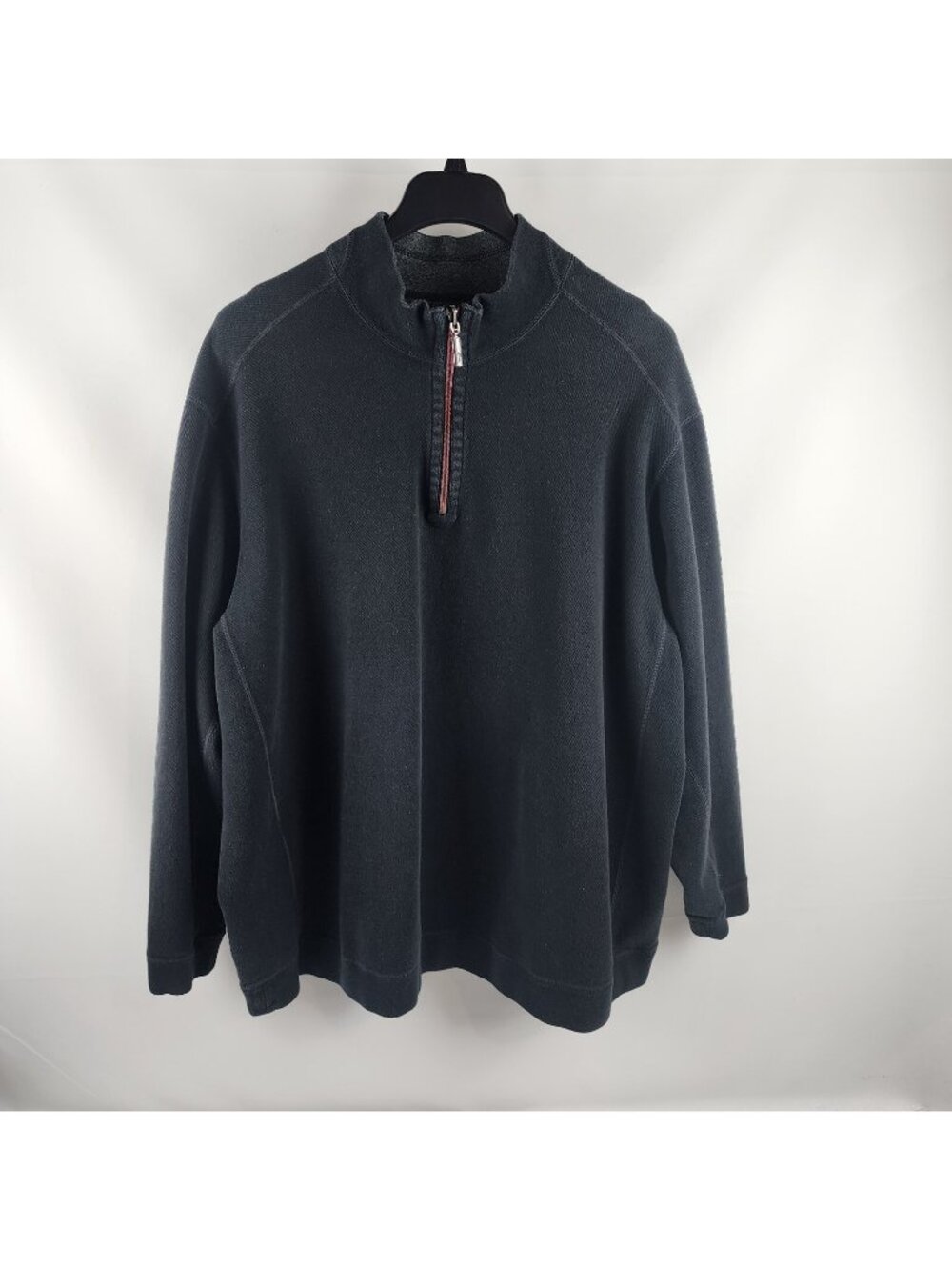 Tommy Bahama Sweatshirt Mens 1/4 Zip Black Sweater NO SIZE TAG See Measurements